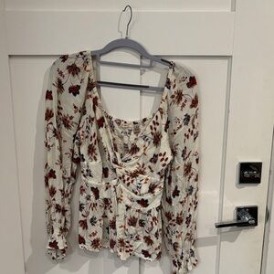 Miami Cream and Red Floral Blouse